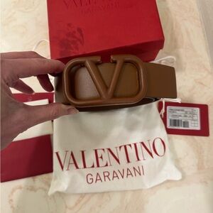 Valentino Brown Leather Logo Belt